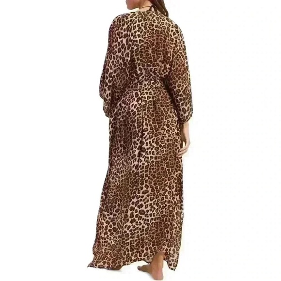 New with tag Good American Goddess Leopard Robe Kimono Shawl Cover Up - Picture 9 of 10